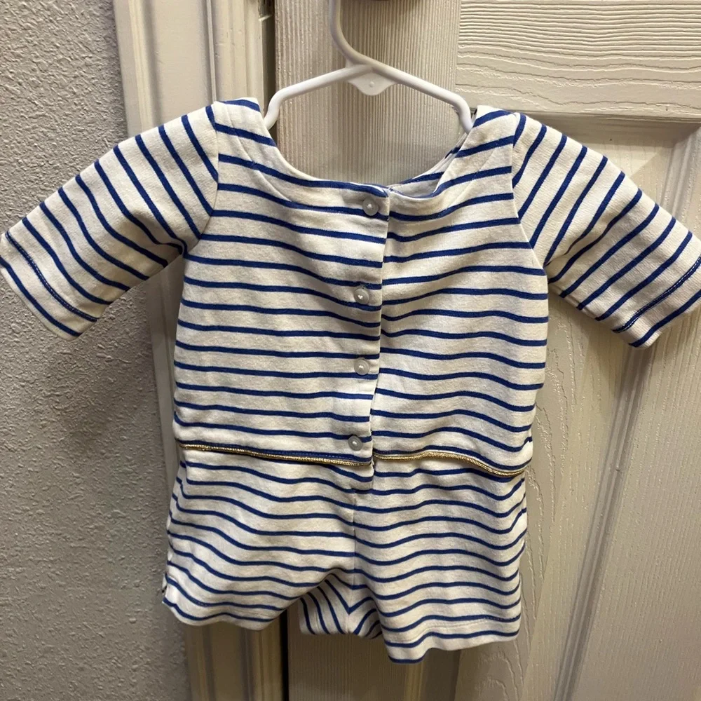 Janie and Jack Striped Red Rose Romper 6-12 months